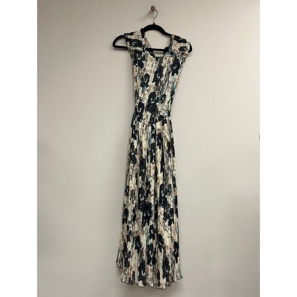 GANNI Afterglow Printed Pleats Smock Midi Straps Dress NWT Size 38 Retail $395 - Picture 4 of 5